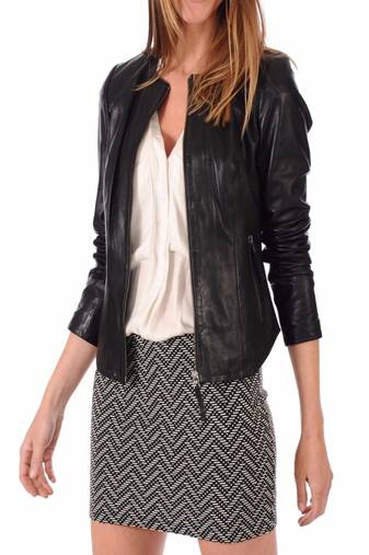 Women’s genuine lambskin black leather biker jacket slim fit designer motorcycle-c112