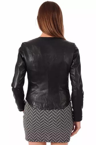 women's black lambskin leather biker jacket classic moto zip style premium unique