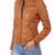 Women’s genuine lambskin brown leather biker jacket slim fit designer motorcycle-c115