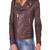 Women’s genuine lambskin brown leather biker jacket slim fit designer motorcycle