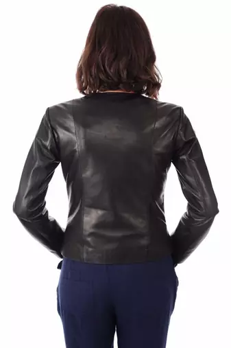 women's black lambskin leather biker jacket classic moto zip style premium original