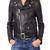 Women’s genuine lambskin black leather biker jacket slim fit designer motorcycle-c119