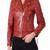 Women’s genuine lambskin red leather biker jacket slim fit designer motorcycle-c121