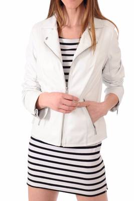 women's white lambskin leather biker jacket classic moto zip style exclusive 1