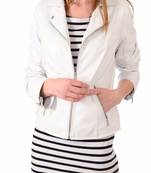 Women’s genuine lambskin white leather biker jacket slim fit designer motorcycle-c124