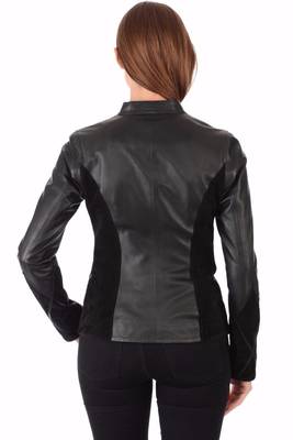women's black napa leather biker jacket classic moto zip style exclusive deluxe 2