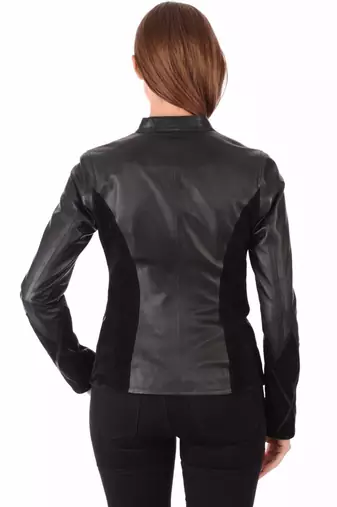 women's black napa leather biker jacket classic moto zip style exclusive deluxe