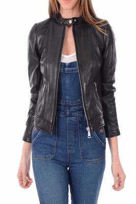 women's genuine lambskin leather biker jacket classic moto zip style classic 2