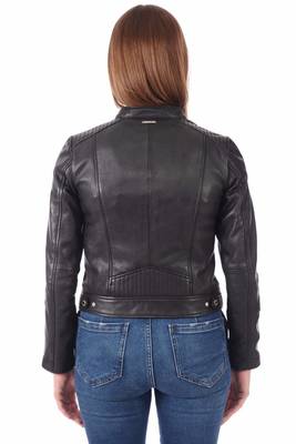 women's genuine lambskin leather biker jacket classic moto zip style classic 3