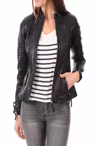 women's genuine lambskin leather biker jacket classic moto zip style timeless