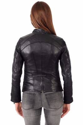 women's genuine lambskin leather biker jacket classic moto zip style timeless 3