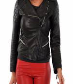 women's genuine lambskin leather biker jacket classic moto zip style distinctive
