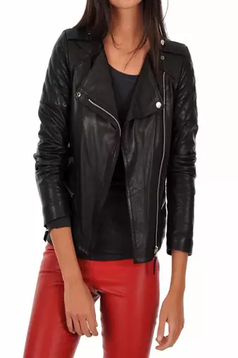 women's genuine lambskin leather biker jacket classic moto zip style distinctive