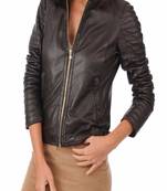 women's genuine lambskin leather biker jacket classic moto zip style luxury