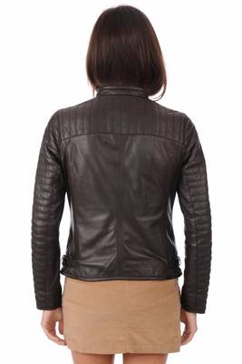 women's genuine lambskin leather biker jacket classic moto zip style luxury 2
