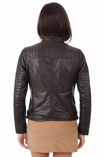 women's genuine lambskin leather biker jacket classic moto zip style luxury