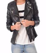 women's genuine lambskin leather biker jacket classic moto zip style deluxe