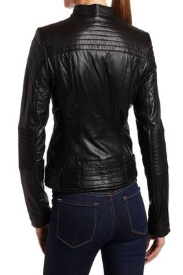 women's genuine lambskin leather biker jacket classic moto zip style elite 2