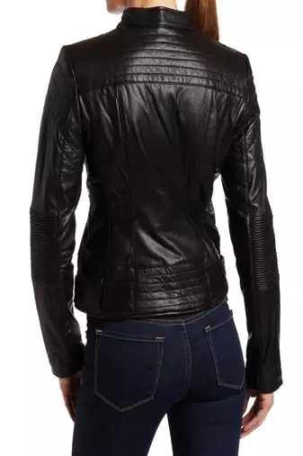 women's genuine lambskin leather biker jacket classic moto zip style elite
