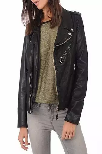 women's black lambskin leather biker jacket classic moto zip style premium fine
