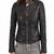 Womens genuine lambskin black leather motorcycle slim fit designer ladies biker jacket-c137