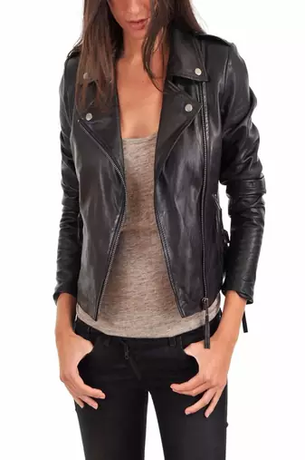 women's black lambskin leather biker jacket classic moto zip style premium ultimate