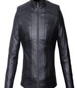 women's black lambskin leather biker jacket classic moto zip style premium advanced
