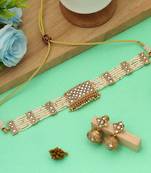 white kundan beads matte gold alloy necklace set