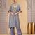 Grey orgenza shimmer a - line kurta set with loose pant style