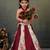 maroon silk printed lehenga choli set for girls