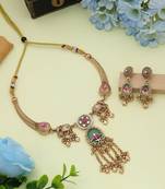 rani green stone kundan matte gold alloy choker jewelry