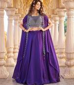 purple silk sequins & beaded embroidered lehenga choli