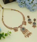 rani and green stone kundan matte gold alloy necklace set