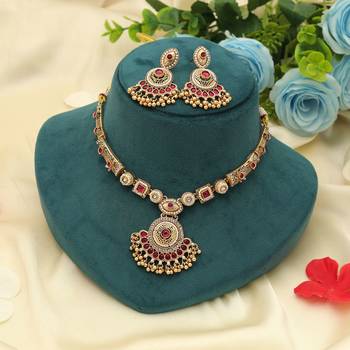 rani kundan beads matte gold alloy choker necklace 2