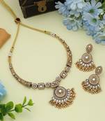 white kundan beads matte gold alloy choker jewelry
