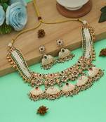 multicolor meena kundan matte gold alloy necklace set