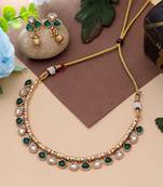 multicolor kundan matte gold alloy choker jewelry