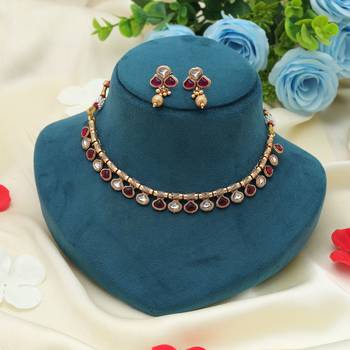 multicolor kundan matte gold alloy choker set 2