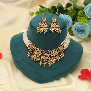 rani kundan matte gold alloy choker necklace 2