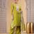 Green chiffon a - line kurta set with pant & dupatta
