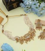 white kundan matte gold alloy necklace set