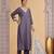 Purple chiffon a - line kurta set with pant & dupatta