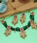 rani green kundan matte gold alloy necklace set