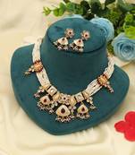 rani beaded matte gold kundan necklace set