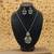 Green color dual tone oxidised necklace set