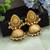 Yellow color big size jhumka kasmiri earrings