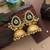 Green color big size jhumka kasmiri earrings