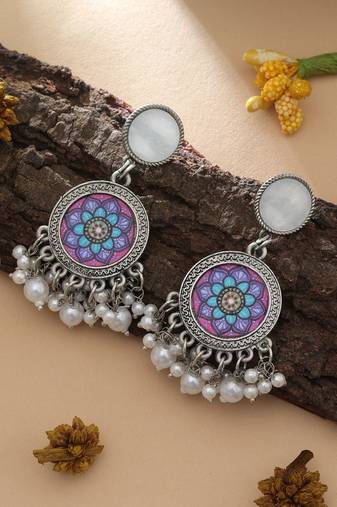 Purple color oxidised earrings