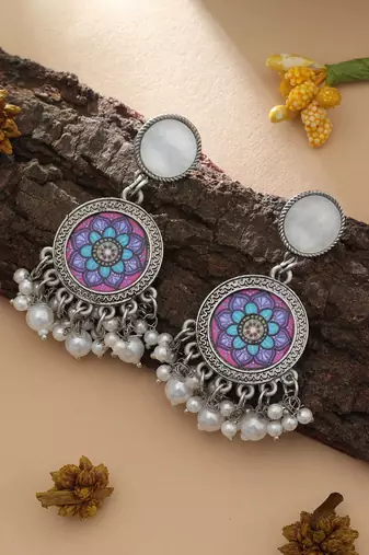 Purple color oxidised earrings