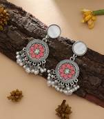 Orange color oxidised earrings